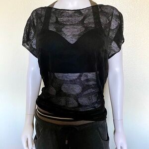 NWT Sarah Pacini Mesh Black Top